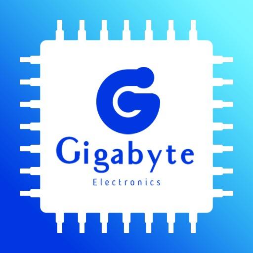 Sleek Blue and White Microchip Design for Electronics Logo Template