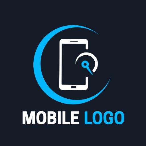 Sleek Blue and White Mobile Shop Technology Logo Template
