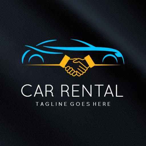 Sleek Blue and Yellow Car Design for Car Rental Logo Template