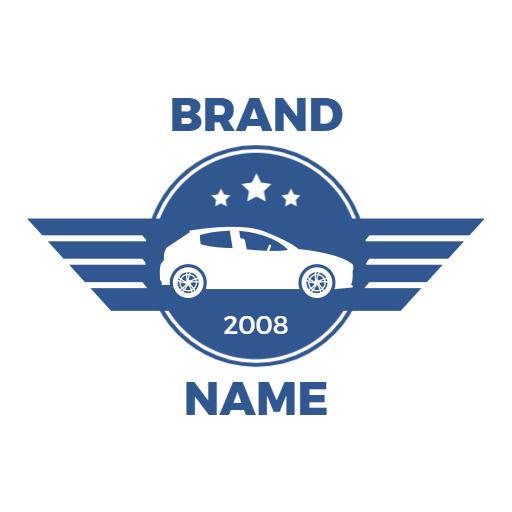 Sleek Blue Automotive Emblem Featuring Vintage Car Design Logo Template