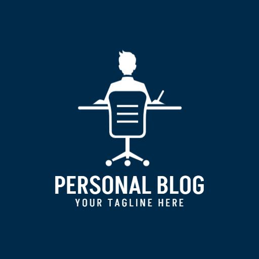 Sleek Blue Background with Personal Blog Theme Logo Template