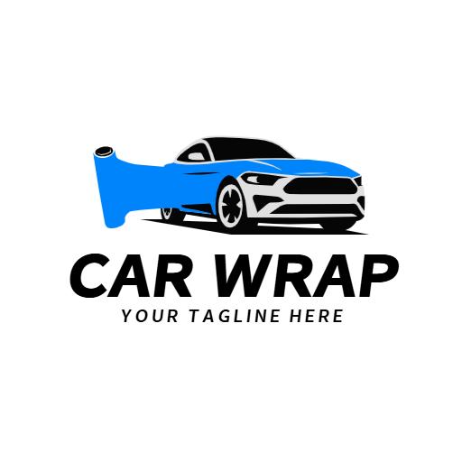 Sleek Blue Car Design Highlighting Modern Automotive Wrap Logo Template