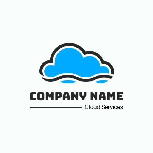 Sleek Blue Cloud Design Representing Website Cloud Services Logo Template