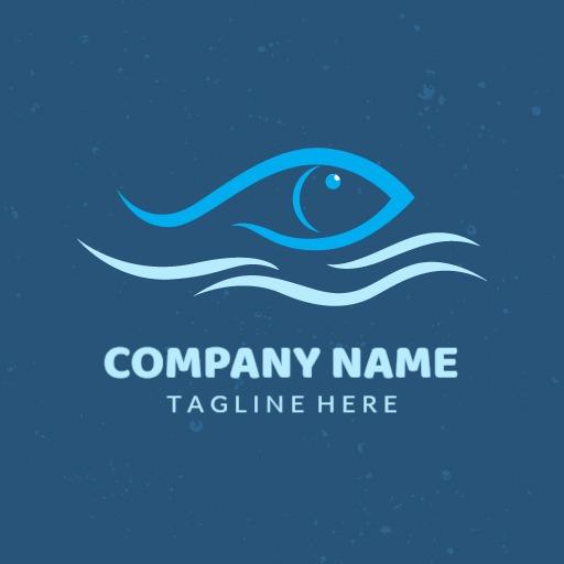 Sleek Blue Fishing Design Highlighting Aquatic Life Logo Template