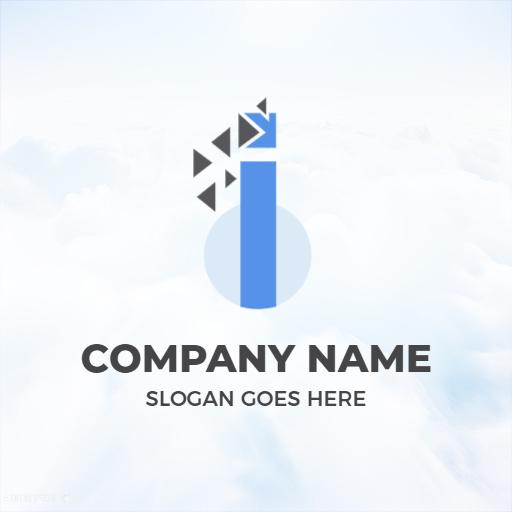 Sleek Blue Geometric Design Highlighting the I Letter Logo Template