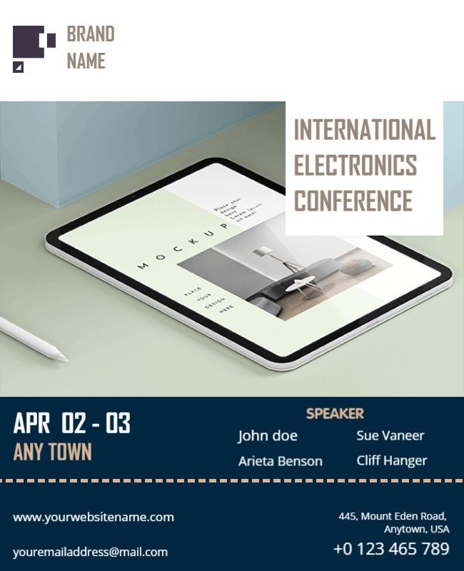 Sleek Blue Modern Electronics Conference Poster Template