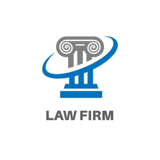 Sleek Blue Pillar Design Representing Trustworthy Law Firm Logo Template