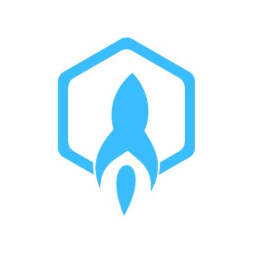 Sleek Blue Rocket Design Representing Abstract Innovations Logo Template