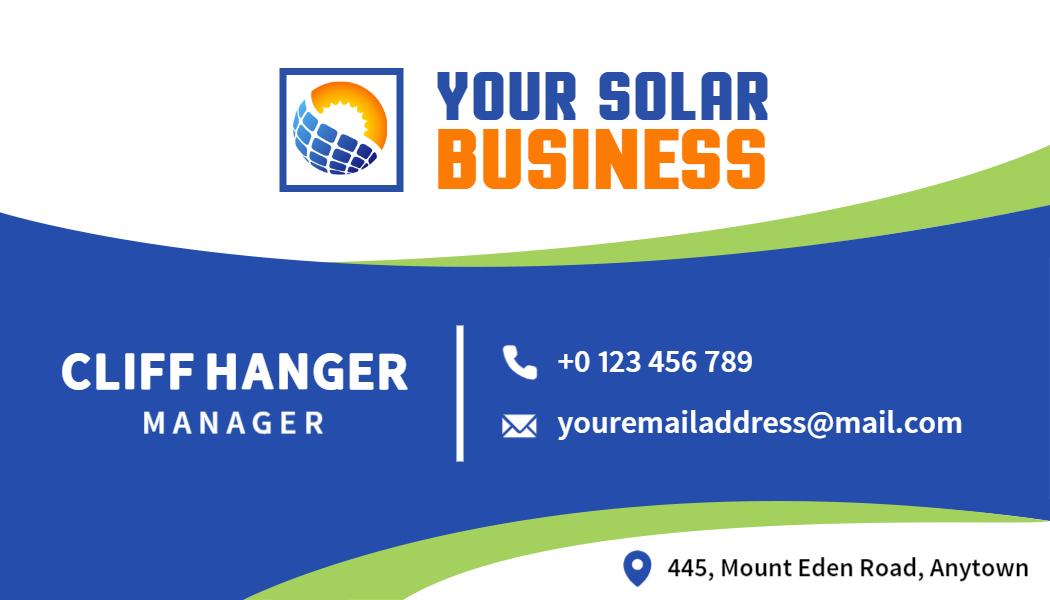 Sleek Blue Solar Energy Business Visiting Card Template