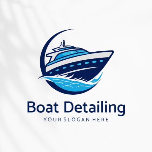Sleek Blue Yacht Design for Premium Boat Detailing Logo Template