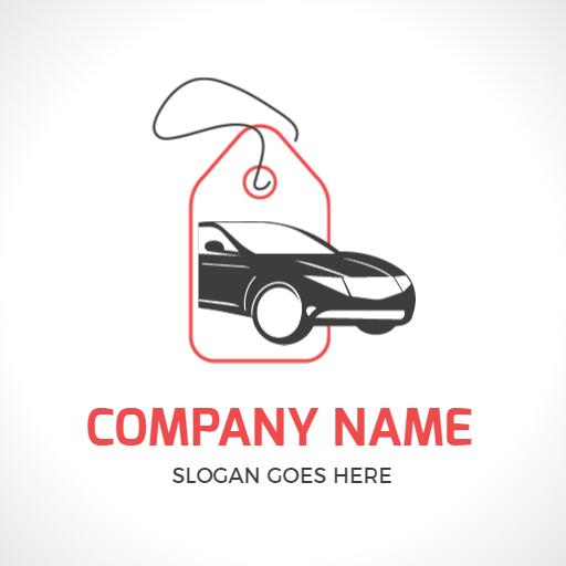 Sleek Car Design with Price Tag Emphasizing Dealership Logo Template
