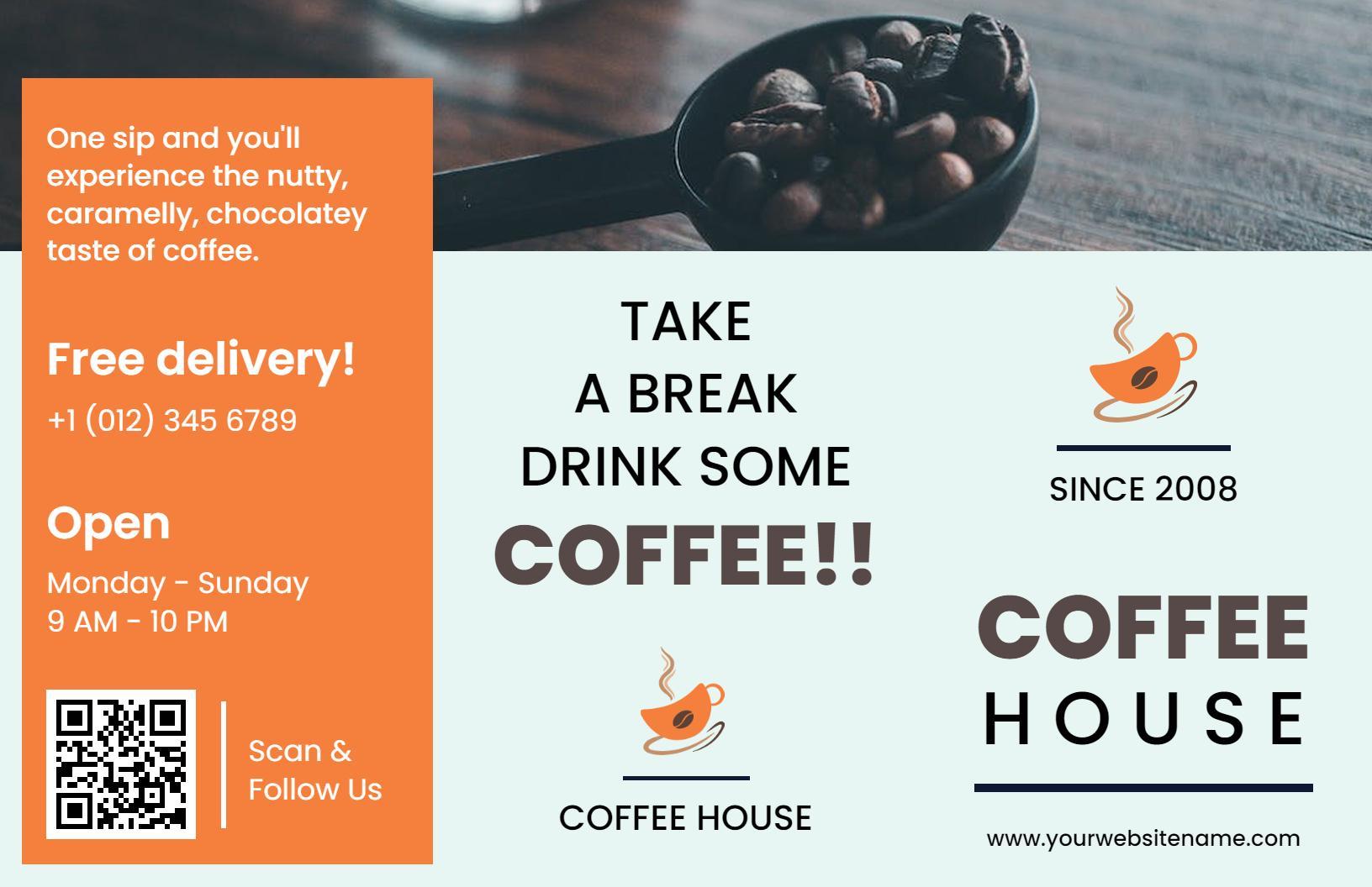 Sleek Coffee Shop Menu and Promotion Brochure Template