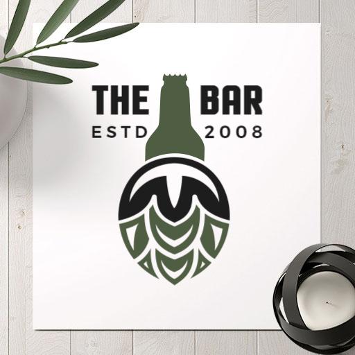 Sleek Green and Black Hop Design for Wine Bar Logo Template