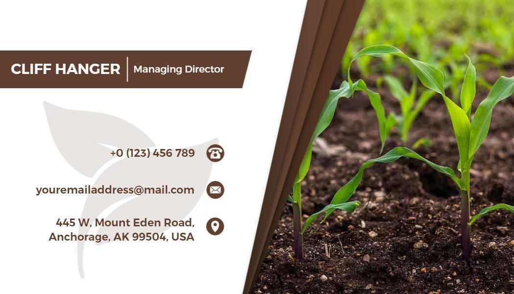Sleek Green Crop Growth Agriculture Business Card Template