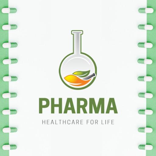 Sleek Green Gradient Lab Flasks for Healthcare Logo Template