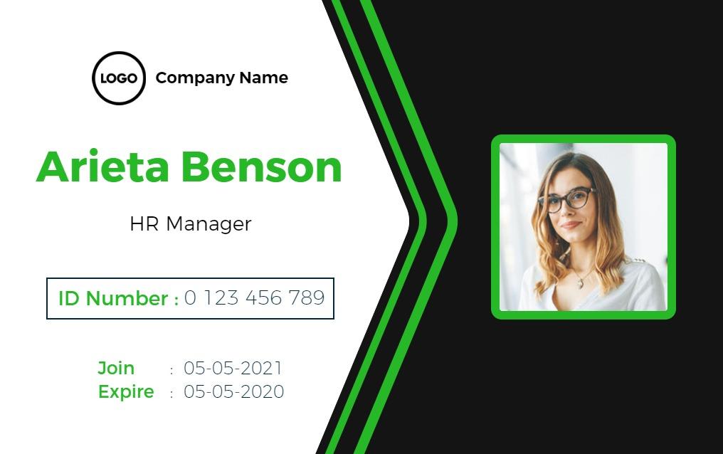 Sleek Green Modern HR Manager Identity Card Template