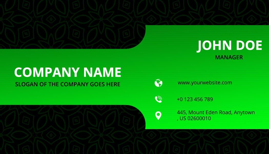 Sleek Green Modern Minimalist Corporate Business Card Template
