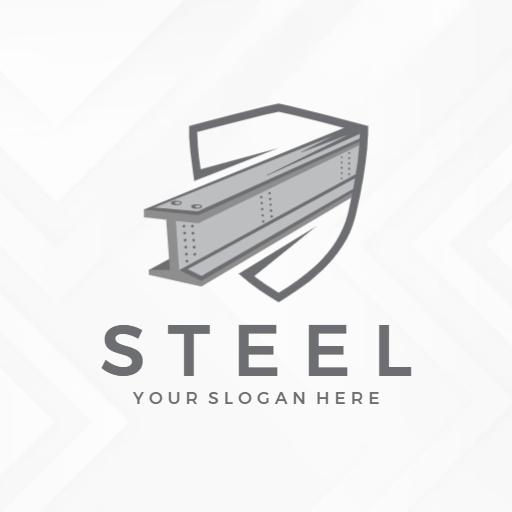 Sleek Grey Shield Design Representing Steel Industry Logo Template