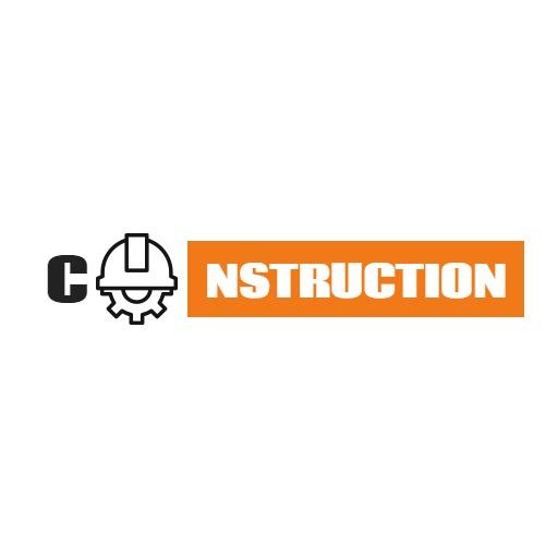 Sleek Minimalist Construction Logo with Gear and Helmet Icon Logo Template