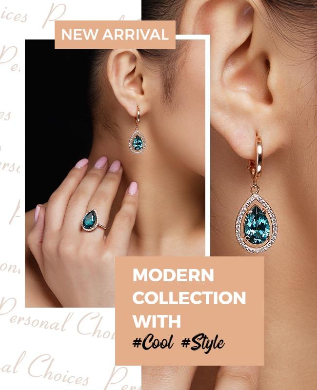 Sleek Modern Jewelry Collection Showcase Poster Template