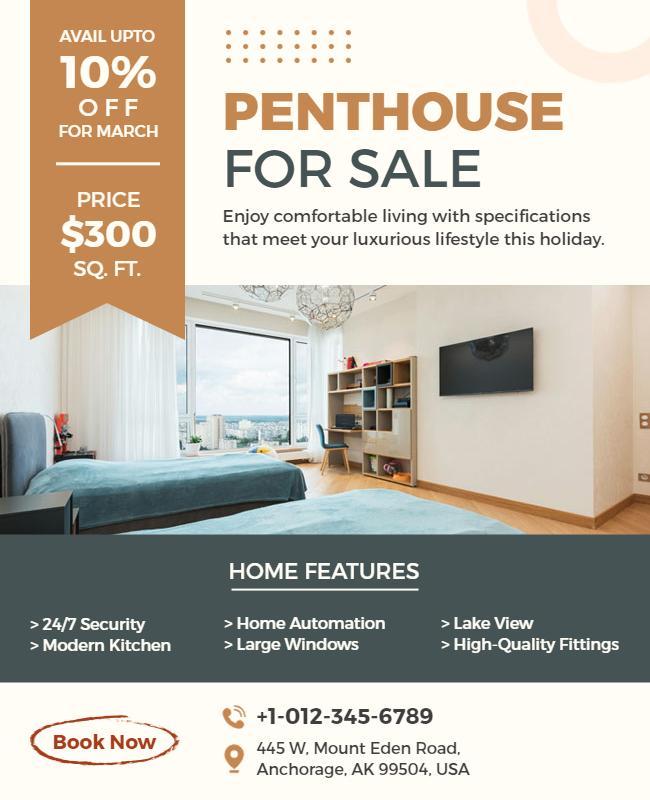 Sleek Modern Luxury Penthouse for Sale Poster Template