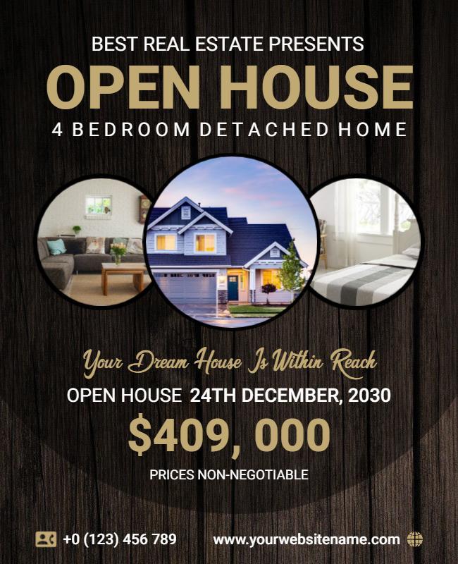 Sleek Modern Open House Real Estate Listing Poster Template