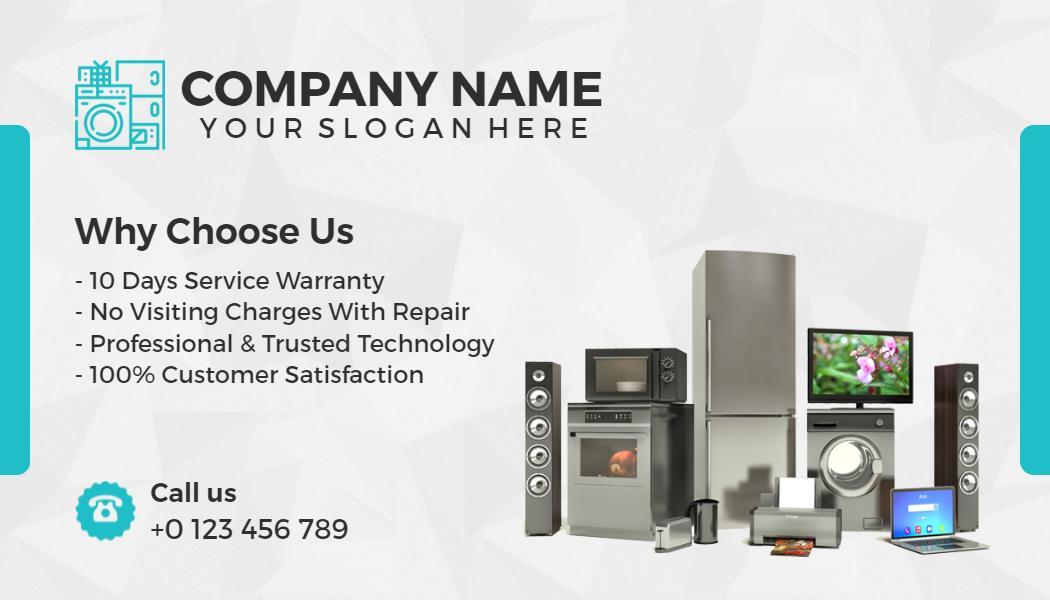 Sleek Modern Teal Electronics Service Visiting Card Template