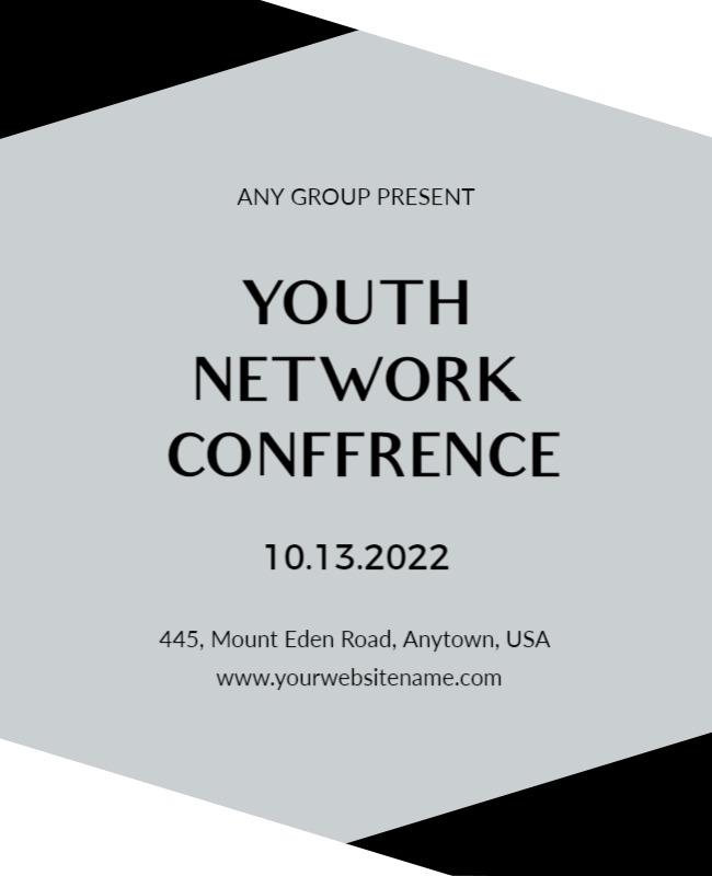 Sleek Monochrome Youth Network Conference Poster Template