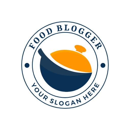 Sleek Navy and Orange Design for Food Blogger Platform Logo Template