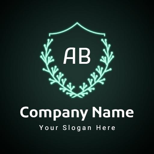 Sleek Neon Green Shield Design with Elegant Company Name Logo Template
