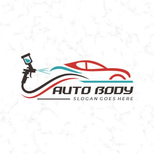 Sleek Red and Blue Car Design Representing Auto Body Shop Logo Template