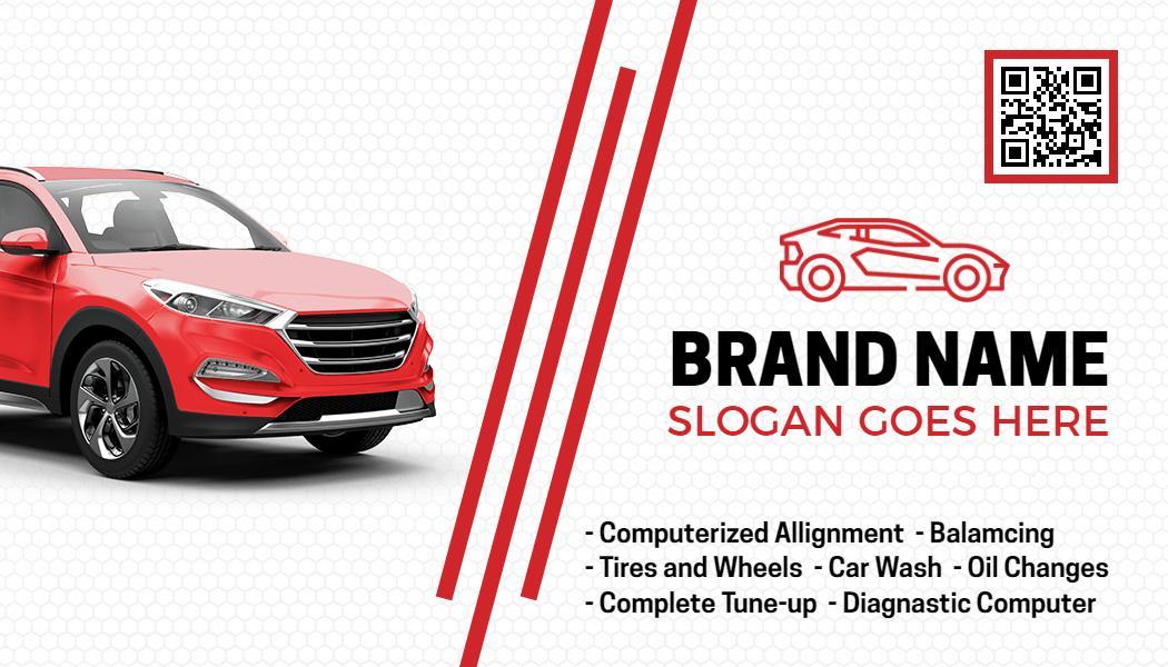 Sleek Red Auto Repair Service Business Card Template