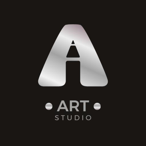 Sleek Silver and Black Design for Modern Art Studio Logo Template