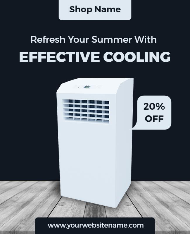 Sleek White Summer Cooling Promotion Poster Template