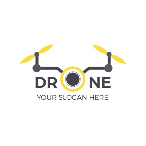 Sleek Yellow Drone Design Representing Minimalist Technology Logo Template