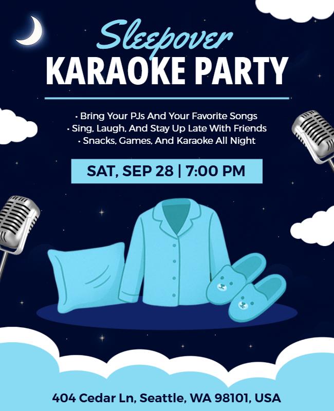 Sleepover Karaoke Party Event Flyer Template