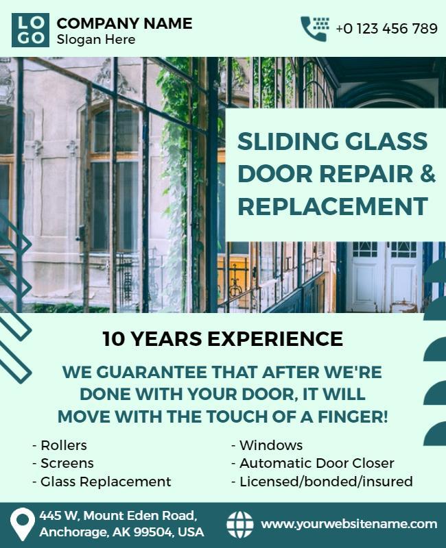 Sliding Glass Door Repair Service Flyer Template