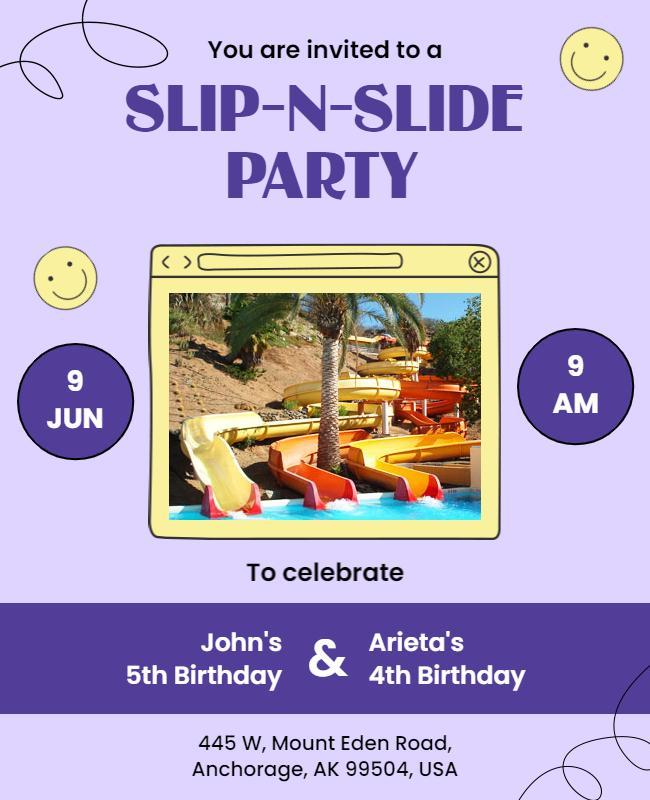 Slip N Slide Birthday Celebration Flyer Template