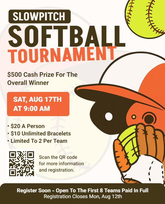 Slowpitch Softball Tournament Competition Flyer Template