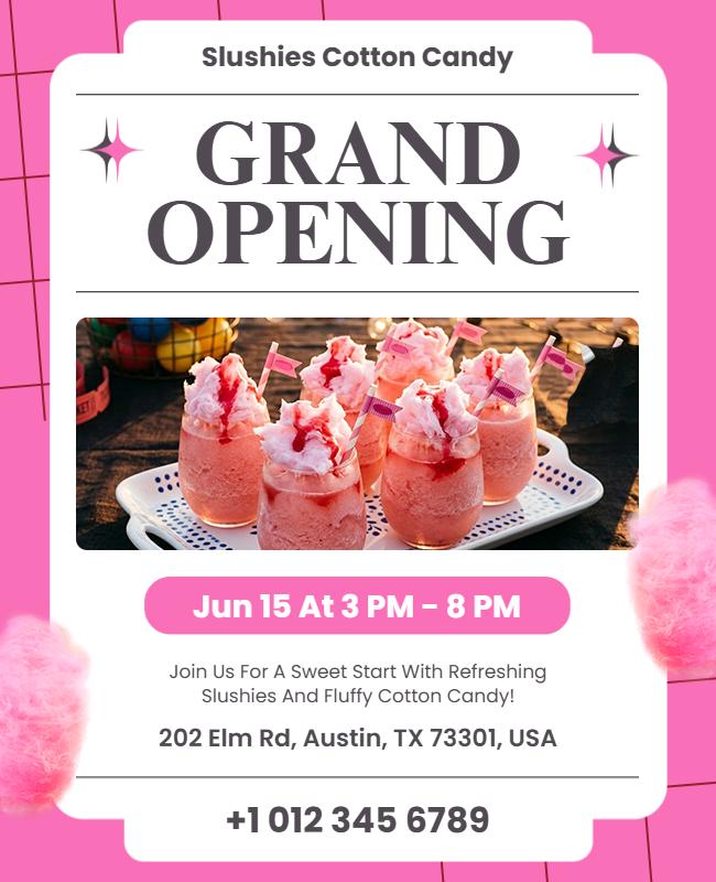 Slushies Cotton Candy Shop Grand Opening Flyer Template