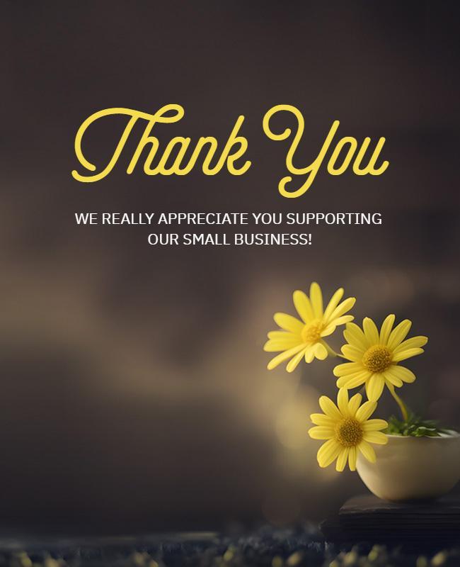 Charming Yellow Floral Small Business Appreciation Flyer Template