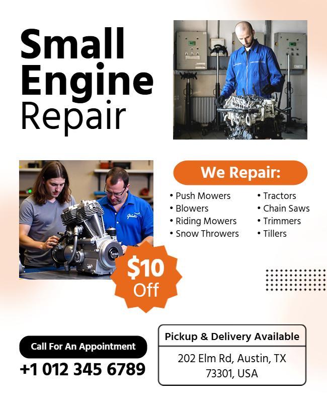 Small Engine Repair Services Flyer Template