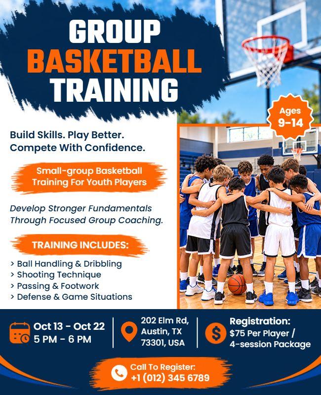 Small-Group Basketball Training Event Flyer Template