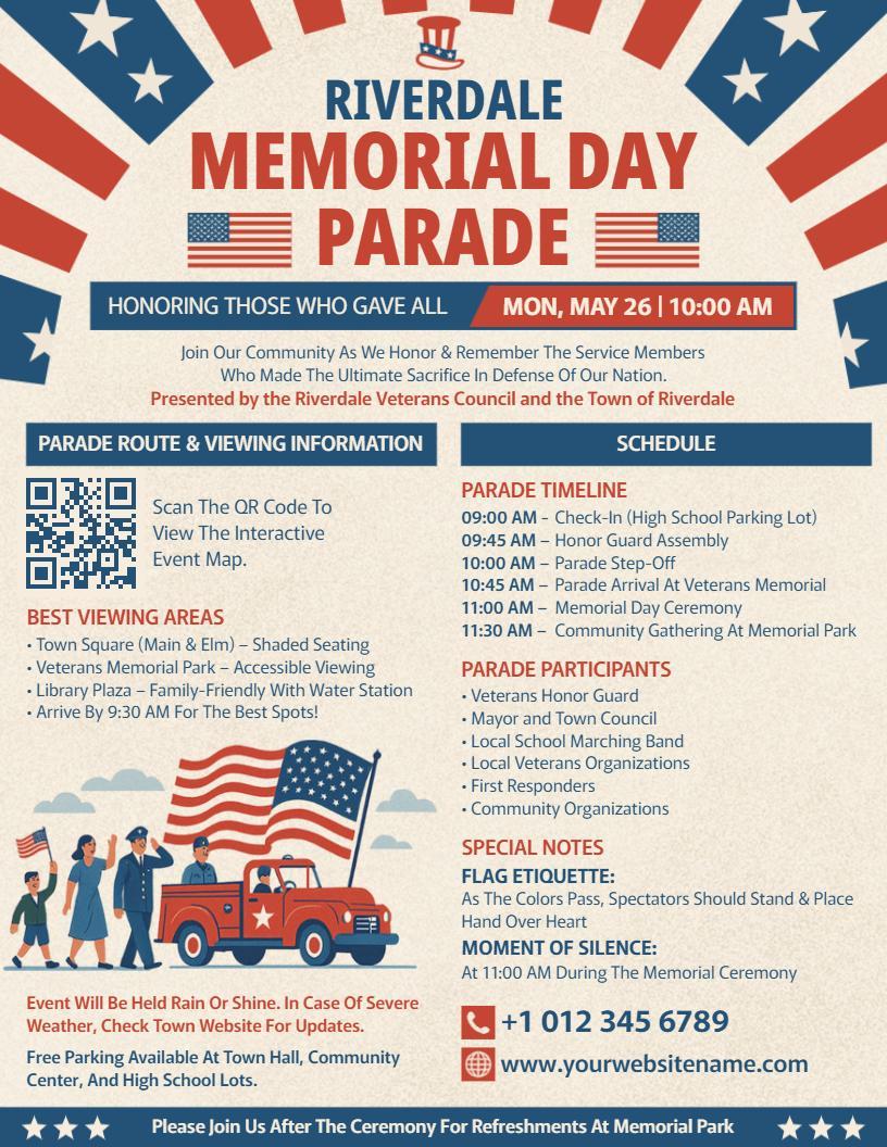 Small Town Memorial Day Parade Flyer Template