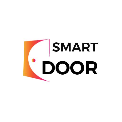 Smart Door Design Featuring Orange and Pink Elements Logo Template