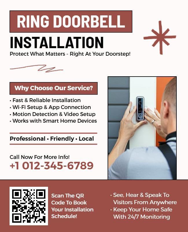 Smart Ring Doorbell Installation Services Flyer Template