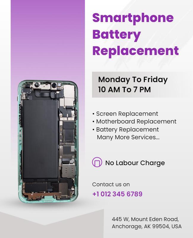 Smartphone Battery Replacement Service Flyer Template