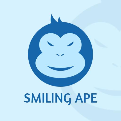 Smiling Blue Ape Logo Representing Joy and Playfulness Logo Template