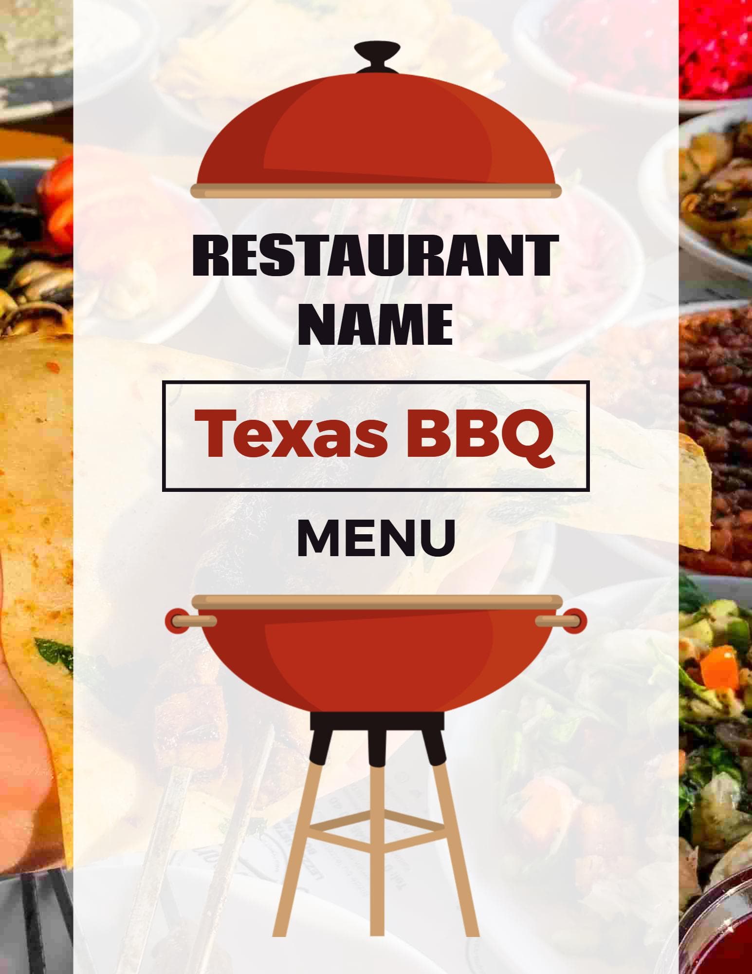 Smokey Texas BBQ Plates with Delicious Sides BBQ Menu Template