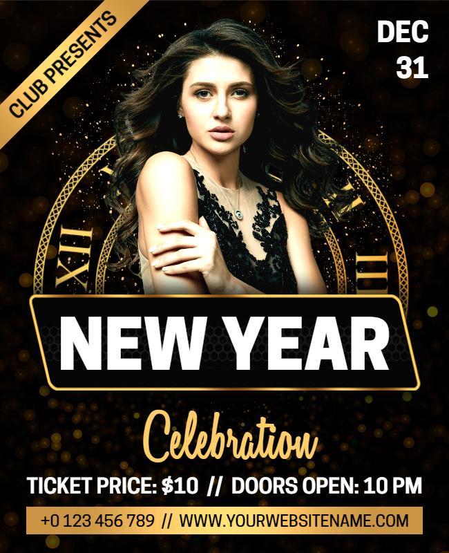 Smoky Black New Year Celebration Flyer Template